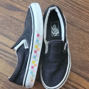 Vans Black Slip-On Sneakers with Colorful Accents
